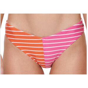 Tommy Hilfiger Striped Bandeau Bikini Bottom Pink Medium NWT $58